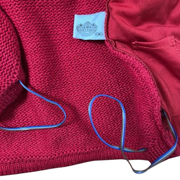 Quacker Factory embroidered  knit cardigan,red button front,hearts,sequins,felt - Picture 9 of 11